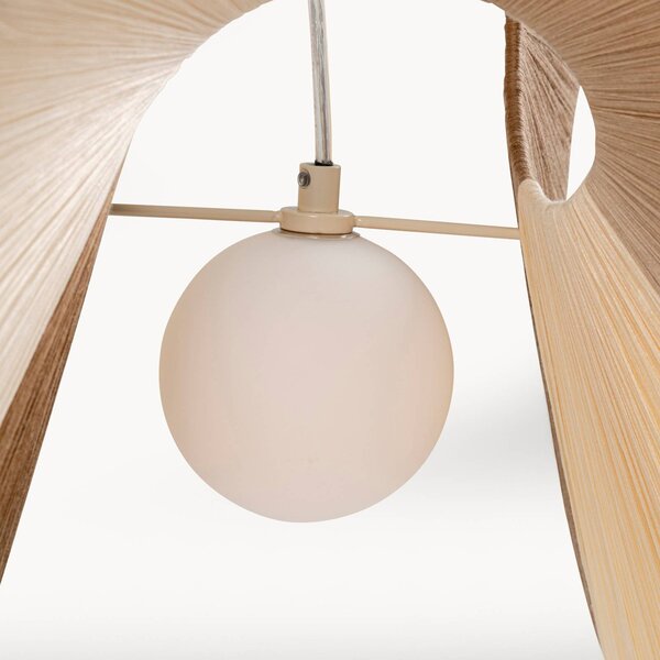 KARE Lampa wisząca Sella, możliwość ściemniania, kremowy / amber, salon / jadalnia, tkanina / materiał / jedwab, skandynawski