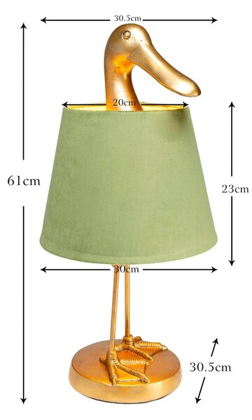 KARE Lampa stołowa Tischleuchte Duck, zielony, salon / jadalnia, tkanina / materiał / jedwab, nowoczesny