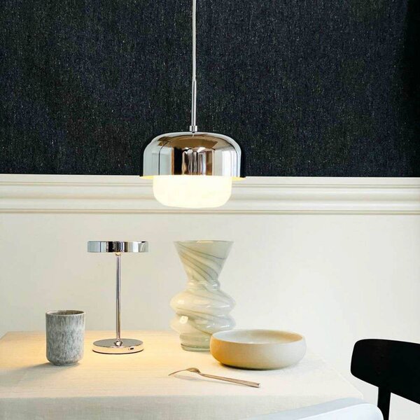 Dyberg Larsen Lampa wisząca Haipot, możliwość ściemniania, chromowy / srebrny, salon / jadalnia, metal, skandynawski