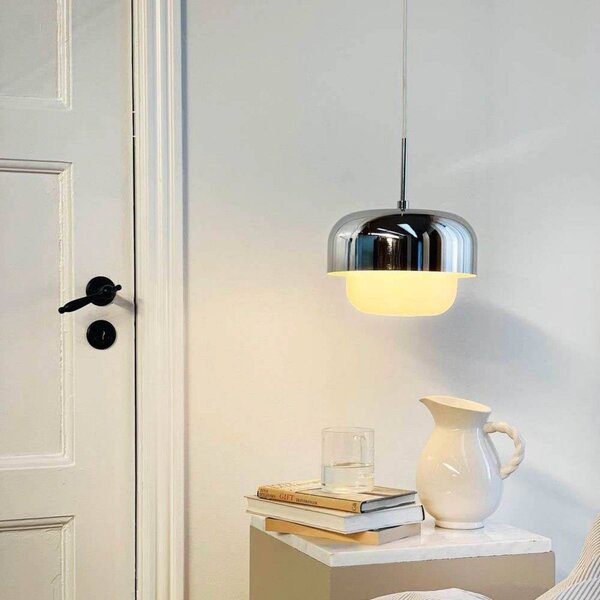 Dyberg Larsen Lampa wisząca Haipot, możliwość ściemniania, chromowy / srebrny, salon / jadalnia, metal, skandynawski
