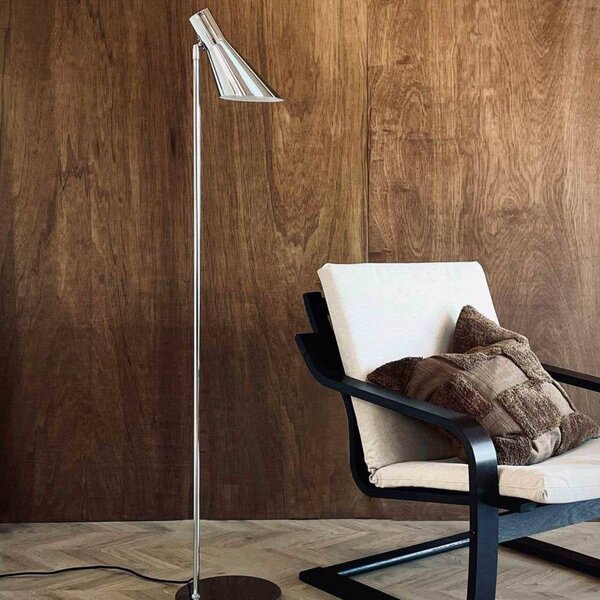 Dyberg Larsen Lampa stojąca DL12, możliwość ściemniania, chromowy / srebrny, salon / jadalnia, metal, design