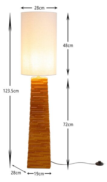 KARE Lampa stojąca Siena, żółty / pomarańczowy, salon / jadalnia, tkanina / materiał / jedwab, vintage