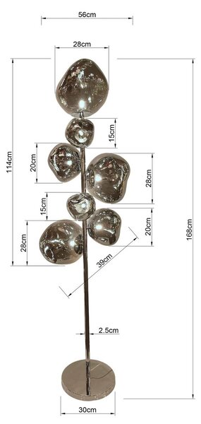 KARE Lampa stojąca Burbuja, aluminiowy / szary / cynkowy, salon / jadalnia, szkło, nowoczesny