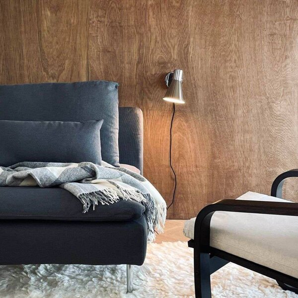 Dyberg Larsen Kinkiet DL12, chrom, kabel, E27, metal DL12, chromowy / srebrny, salon / jadalnia, metal, design