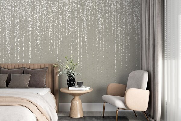 Fototapety Pionowy, elegancki nadruk girlandy w kropki na beżowym, teksturowanym tle,, Fototapety 3D, Fototapety 3d liście, w08470 : Uwalls.pl