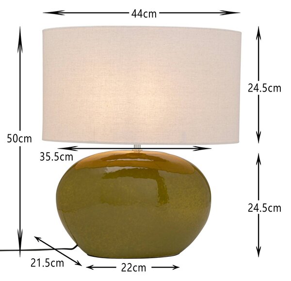KARE Lampa stołowa Tischleuchte Beo, zielony, salon / jadalnia, tkanina / materiał / jedwab, skandynawski