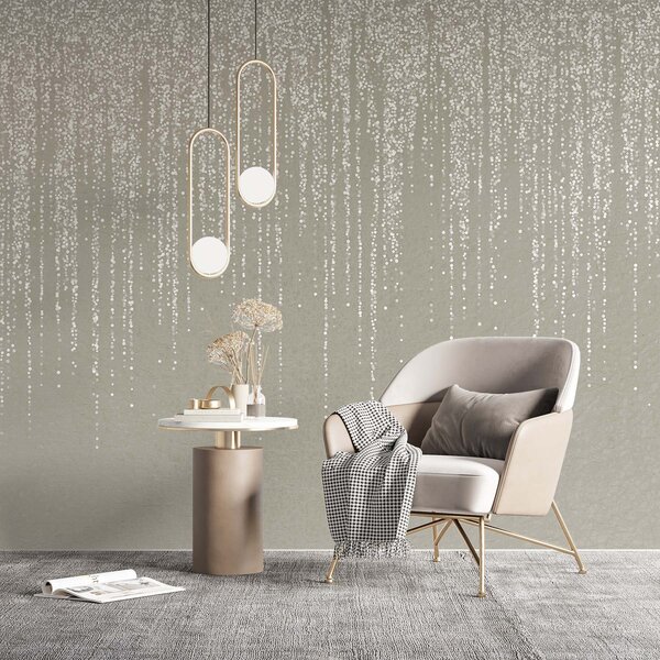 Fototapety Pionowy, elegancki nadruk girlandy w kropki na beżowym, teksturowanym tle,, Fototapety 3D, Fototapety 3d liście, w08470 : Uwalls.pl