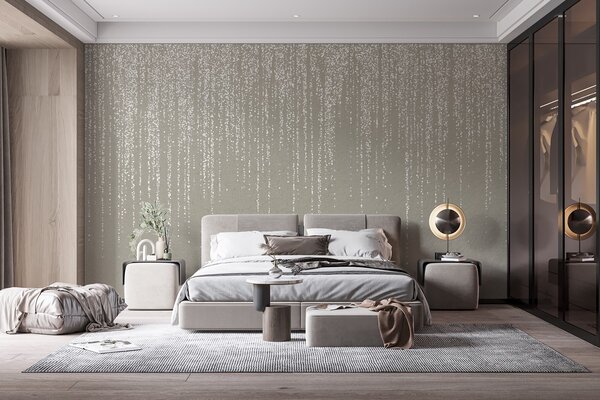 Fototapety Pionowy, elegancki nadruk girlandy w kropki na beżowym, teksturowanym tle,, Fototapety 3D, Fototapety 3d liście, w08470 : Uwalls.pl
