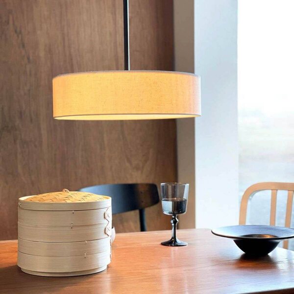 Dyberg Larsen Lampa wisząca Calix, możliwość ściemniania, biały / opal, salon / jadalnia, tkanina / materiał / jedwab, design