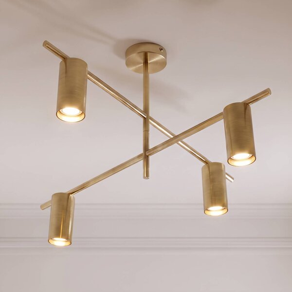 Lampa sufitowa Marilou Lindby, możliwość ściemniania, mosiężny / złoty, salon / jadalnia, metal, nowoczesny