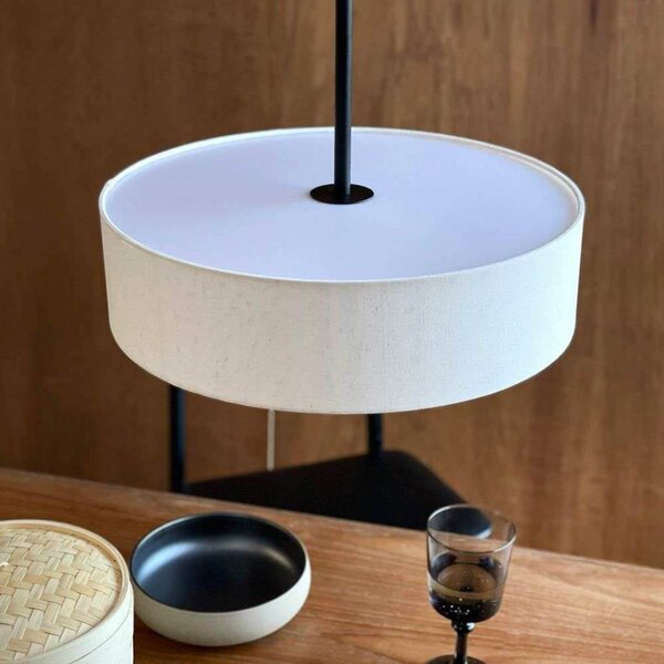 Dyberg Larsen Lampa wisząca Calix, możliwość ściemniania, biały / opal, salon / jadalnia, tkanina / materiał / jedwab, design