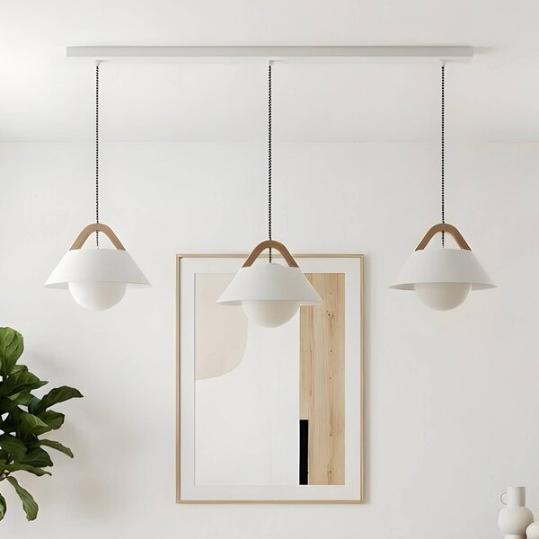Lampa wisząca Funda Luminex, możliwość ściemniania, biały / opal, salon / jadalnia, metal, skandynawski