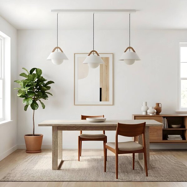 Lampa wisząca Funda Luminex, możliwość ściemniania, biały / opal, salon / jadalnia, metal, skandynawski