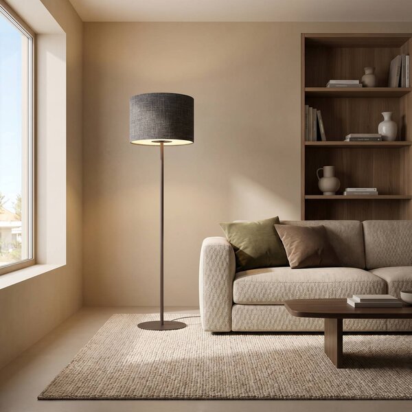 Lampa stojąca Amarela Nowodvorski Lighting, czarny, salon / jadalnia, tkanina / materiał / jedwab, nowoczesny