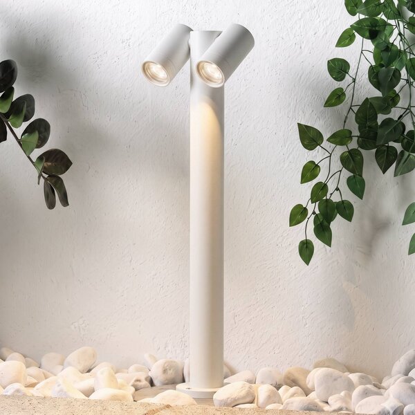 Słupek oświetleniowy PRIOS Tulimar, 2-punktowy, 60 cm, biały, IP65 Tulimar PRIOS, możliwość ściemniania, biały / opal, aluminium, nowoczesny
