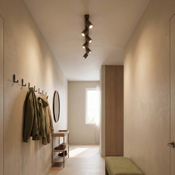 Reflektor sufitowy Top, regulowany, brązowy, 6-punktowa liniowa Top TK Lighting, możliwość ściemniania, brązowy / rdzawy, salon / jadalnia, metal, nowoczesny