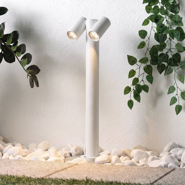 Słupek oświetleniowy PRIOS Tulimar, 2-punktowy, 60 cm, biały, IP65 Tulimar PRIOS, możliwość ściemniania, biały / opal, aluminium, nowoczesny