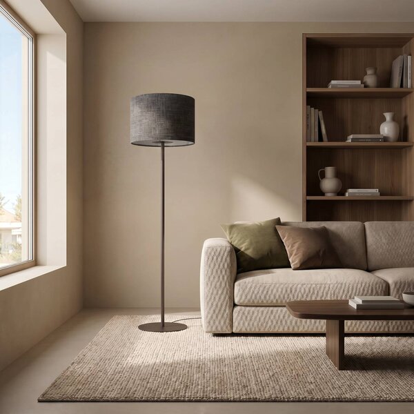 Lampa stojąca Amarela Nowodvorski Lighting, czarny, salon / jadalnia, tkanina / materiał / jedwab, nowoczesny