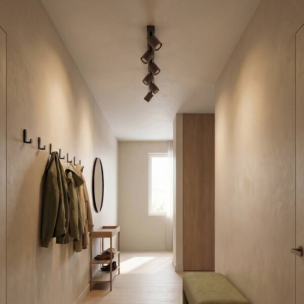 Reflektor sufitowy Top, regulowany, brązowy, 6-punktowa liniowa Top TK Lighting, możliwość ściemniania, brązowy / rdzawy, salon / jadalnia, metal, nowoczesny