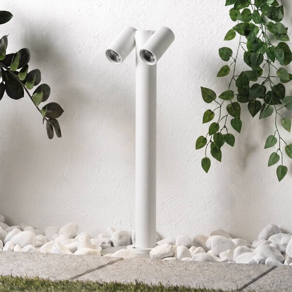 Słupek oświetleniowy PRIOS Tulimar, 2-punktowy, 60 cm, biały, IP65 Tulimar PRIOS, możliwość ściemniania, biały / opal, aluminium, nowoczesny