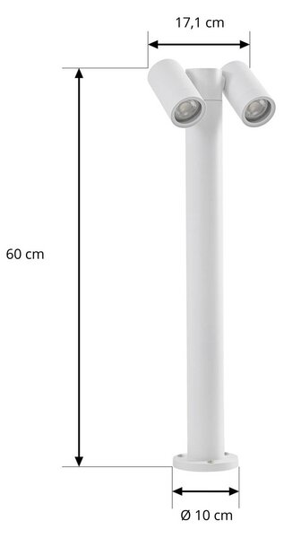 Słupek oświetleniowy PRIOS Tulimar, 2-punktowy, 60 cm, biały, IP65 Tulimar PRIOS, możliwość ściemniania, biały / opal, aluminium, nowoczesny