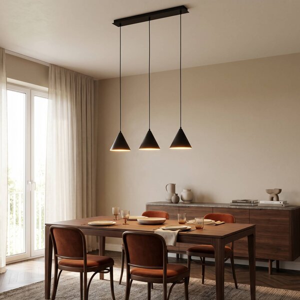 Lampa wisząca Cono TK Lighting, możliwość ściemniania, czarny, salon / jadalnia, metal, nowoczesny