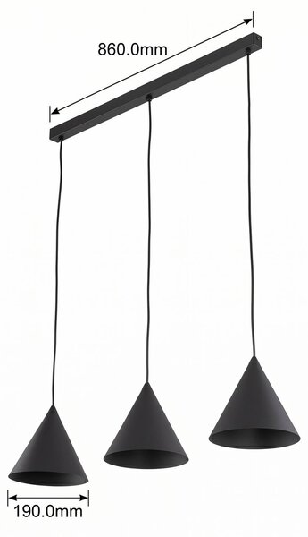 Lampa wisząca Cono TK Lighting, możliwość ściemniania, czarny, salon / jadalnia, metal, nowoczesny
