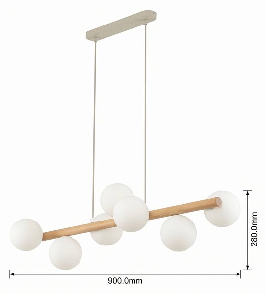 Lampa wisząca szklana Estera TK Lighting, możliwość ściemniania, jasne drewno, salon / jadalnia, szkło