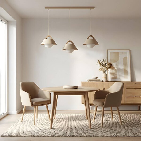 Lampa wisząca Funda Luminex, możliwość ściemniania, kremowy / amber, salon / jadalnia, metal, skandynawski