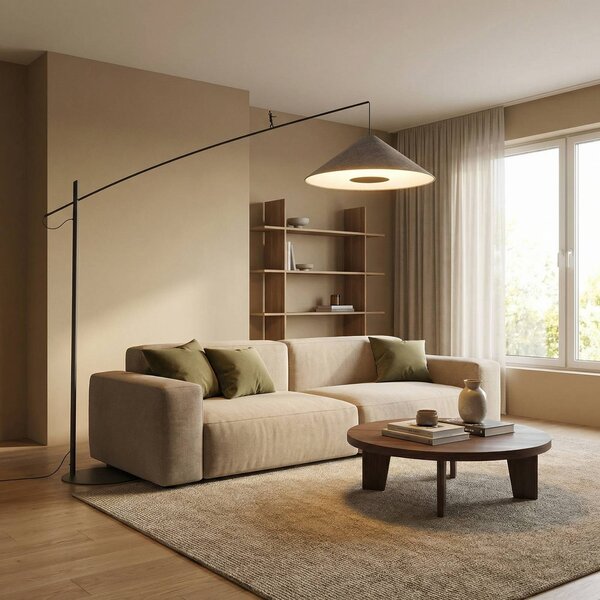Lampa łukowa - lampa stojąca Poise Nowodvorski Lighting, aluminiowy / szary / cynkowy, salon / jadalnia, metal, nowoczesny