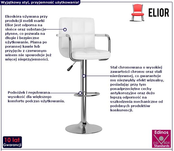 Białe krzesła barowe z regulowaną wysokością W1-L39