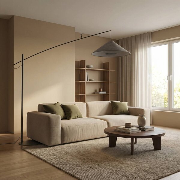 Lampa łukowa - lampa stojąca Poise Nowodvorski Lighting, aluminiowy / szary / cynkowy, salon / jadalnia, metal, nowoczesny