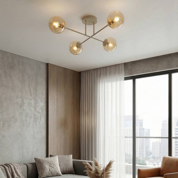 Lampa sufitowa ROMA EMIBIG LIGHTING, możliwość ściemniania, kremowy / amber, salon / jadalnia, szkło, nowoczesny