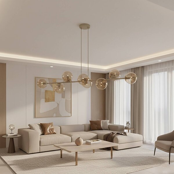 Lampa wisząca Rossi EMIBIG LIGHTING, możliwość ściemniania, kremowy / amber, salon / jadalnia, szkło, nowoczesny