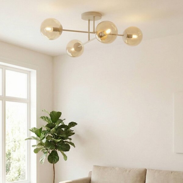 Lampa sufitowa ROMA EMIBIG LIGHTING, możliwość ściemniania, kremowy / amber, salon / jadalnia, szkło, nowoczesny