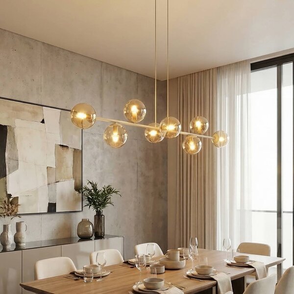 Lampa wisząca Rossi EMIBIG LIGHTING, możliwość ściemniania, kremowy / amber, salon / jadalnia, szkło, nowoczesny
