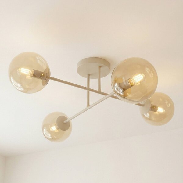 Lampa sufitowa ROMA EMIBIG LIGHTING, możliwość ściemniania, kremowy / amber, salon / jadalnia, szkło, nowoczesny