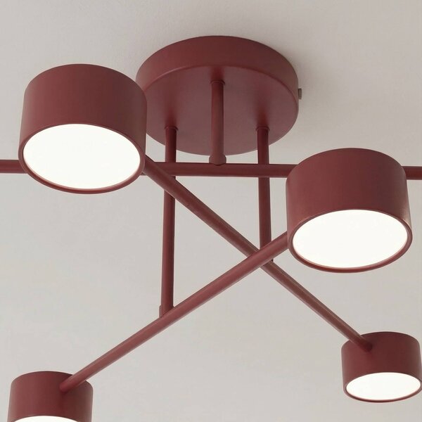 Lampa sufitowa HALO EMIBIG LIGHTING, możliwość ściemniania, czerwony, salon / jadalnia, metal, nowoczesny