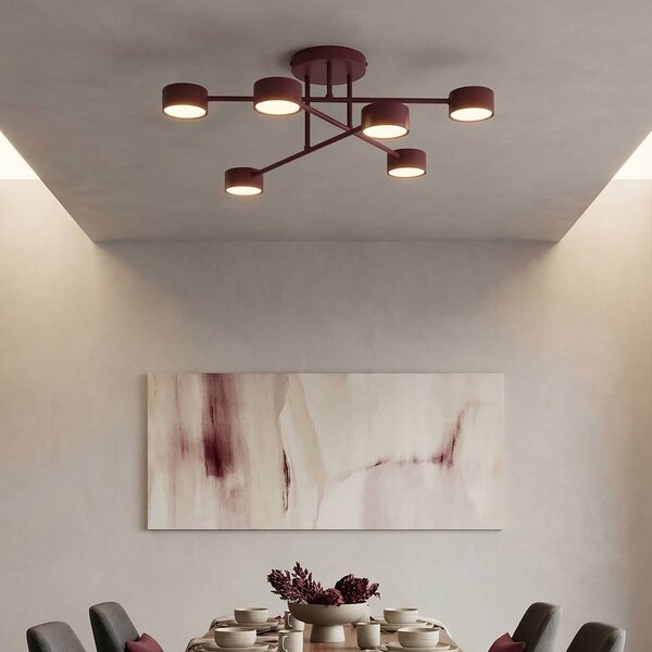 Lampa sufitowa HALO EMIBIG LIGHTING, możliwość ściemniania, czerwony, salon / jadalnia, metal, nowoczesny