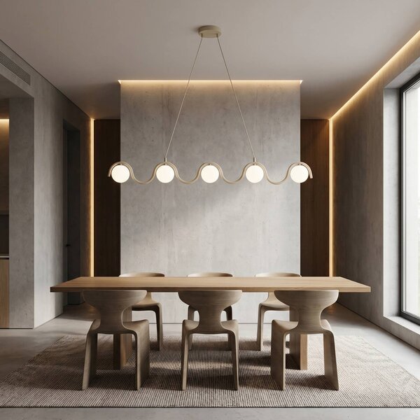 Lampa wisząca SINUS EMIBIG LIGHTING, możliwość ściemniania, kremowy / amber, salon / jadalnia, metal, nowoczesny