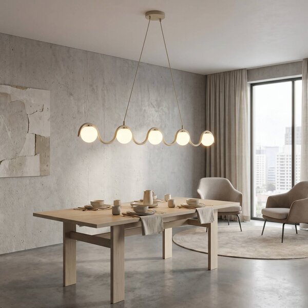 Lampa wisząca SINUS EMIBIG LIGHTING, możliwość ściemniania, kremowy / amber, salon / jadalnia, metal, nowoczesny