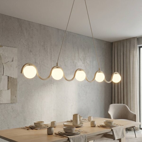 Lampa wisząca SINUS EMIBIG LIGHTING, możliwość ściemniania, kremowy / amber, salon / jadalnia, metal, nowoczesny