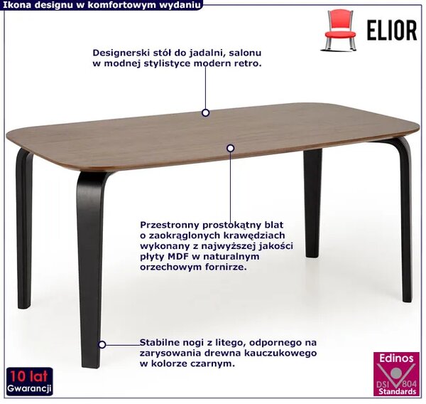 Prostokątny fornirowany stół w stylu retro H0-C85