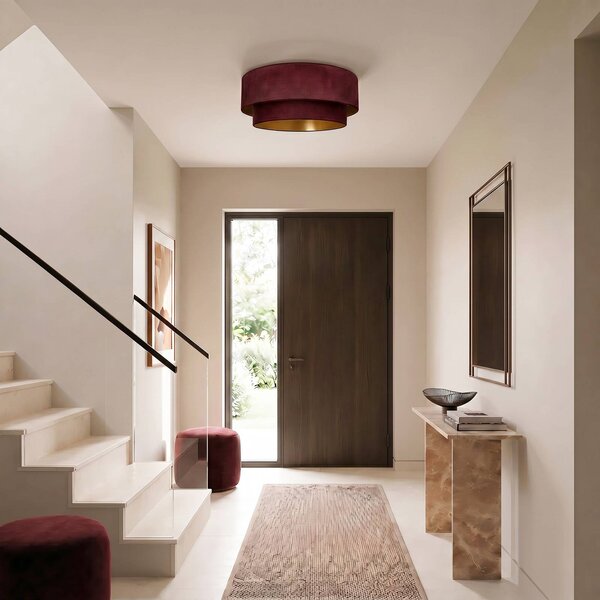 Lampa sufitowa Boho Duolla, czerwony, przedpokój, tkanina / materiał / jedwab, młodzieżowy