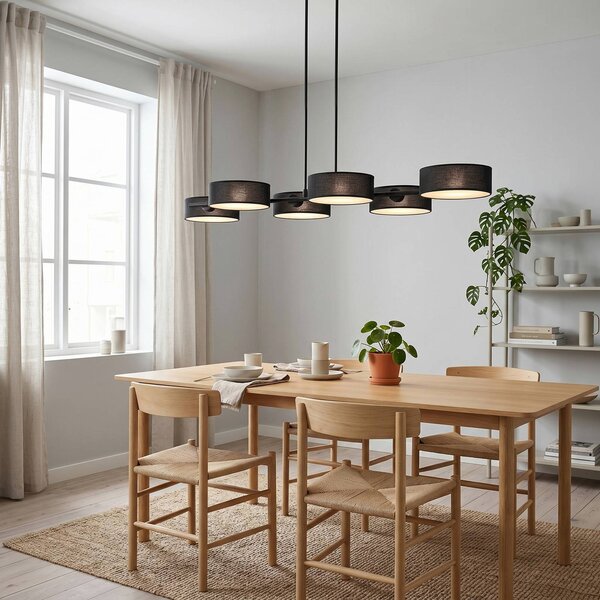 Lampa wisząca DRUMZ EMIBIG LIGHTING, możliwość ściemniania, czarny, salon / jadalnia, tkanina / materiał / jedwab, nowoczesny