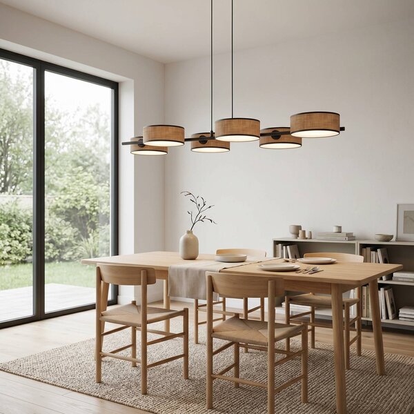 Lampa wisząca DRUMZ EMIBIG LIGHTING, możliwość ściemniania, brązowy / rdzawy, salon / jadalnia, tkanina / materiał / jedwab, nowoczesny