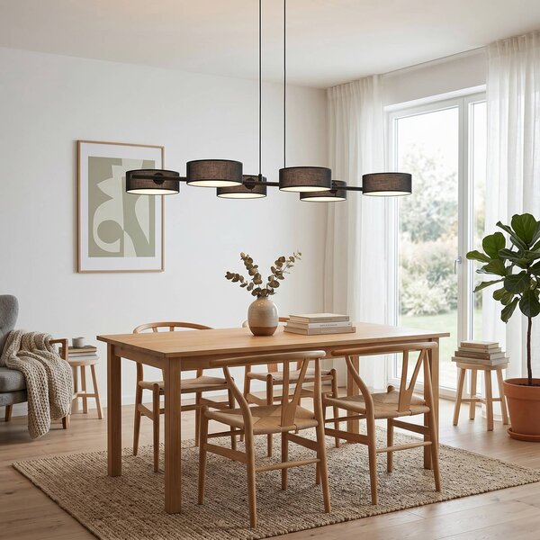Lampa wisząca DRUMZ EMIBIG LIGHTING, możliwość ściemniania, czarny, salon / jadalnia, tkanina / materiał / jedwab, nowoczesny