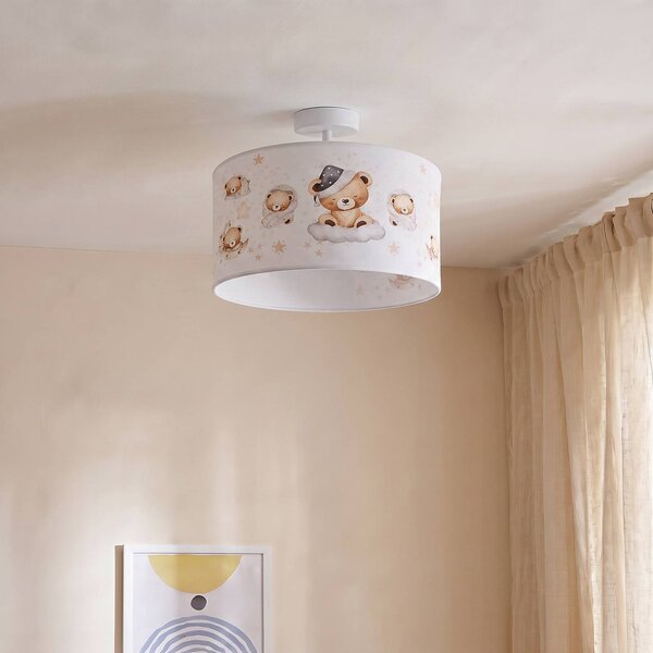 Lampa sufitowa Kids Print Duolla, kremowy / amber, pokój dziecięcy, tkanina / materiał / jedwab