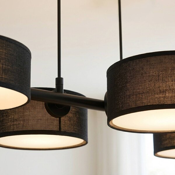 Lampa wisząca DRUMZ EMIBIG LIGHTING, możliwość ściemniania, czarny, salon / jadalnia, tkanina / materiał / jedwab, nowoczesny