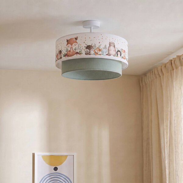 Lampa sufitowa Boho Duolla, niebieski, pokój dziecięcy, tkanina / materiał / jedwab